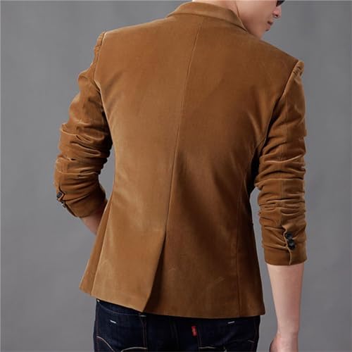 Men's Casual Corduroy Blazer Jacket Slim Fit One Button Work Wear Sport Coat3