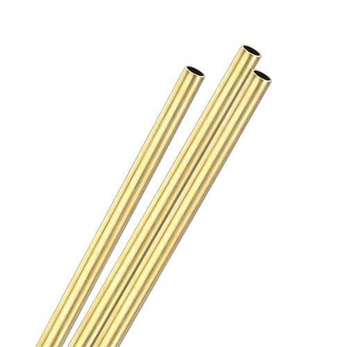 M METERXITY 3-Pack 300mm Brass Round Tube, 10mm OD 1mm Wall Thickness H65 Brass Seamless Tubing for Construction/Machining/DIY Crafting, Metal Straight Pipe [0.39x0.04x11.8IN]