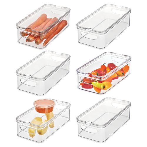 InterDesign iDesign stapelbare Kühlschrank-Organizer-Behälter mit Deckel für frische Produkte, transparent, 6 Stück