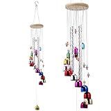 BWINKA Pleasant Colorful Wind Chimes with 4 Aluminum Tubes 13 Bells with Soothing Sound for Patio Po