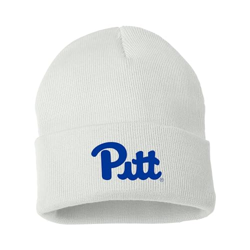 UGP Campus Apparel BN508 - Pittsburgh Panthers Primary Logo Cuffed Beanie - One Size - White