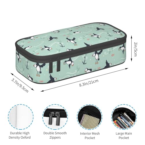Image of Puffins Pencil Case Aesthetic Large Capacity Pen Pouch | Storage Bag with Compartments for Travel School Office Organizer