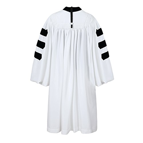 Leishungao Unisex Deluxe White Clergy Robe Geneva for Pulpit Height 6'0
