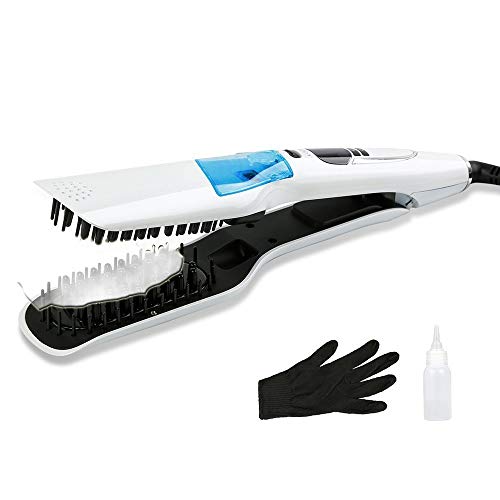 ADEKKPK Straight Hair Comb,2 in 1 Ceramic Hair Straightener and Curling Ironsï¼ŒProfessional Steam Spray Flat Iron Salon Negative Ion Styler Reduce Frizz and Static Electricity.