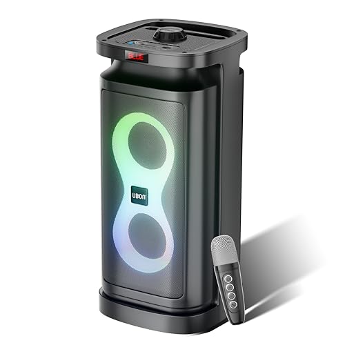 Image of UBON Rockstar SP-29 30W Bluetooth Party Speaker with Wireless Mic | Karaoke Mode | 10-Hour Battery | RGB Lights | Remote Control | Multi Connectivity Mode (Black)