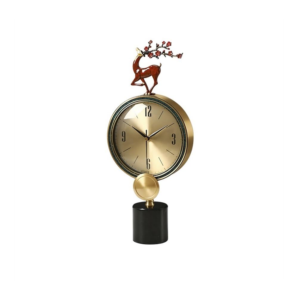 Table Clock Desk Clock Chinese Style Brass Table Clock Home Desk Clock Office Desktop Art Desk Clock for Bedside Decorations Bedroom Desk Clock