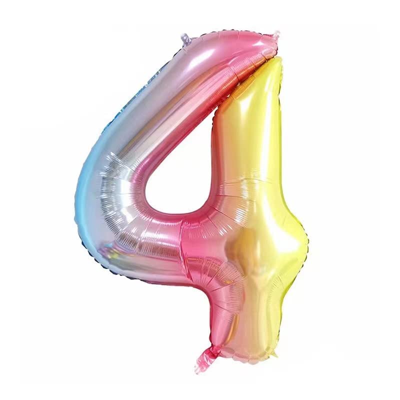 THCSY 40 inch Gradient Colorful Big Size Number Foil Helium Balloons Birthday Party Supplies Decoration (Number 4)