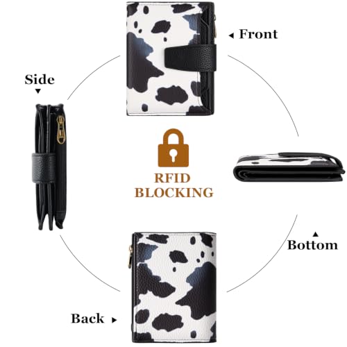 Image of Airkit Small Wallet Women RFID Blocking Soft Leather Bifold Compact Card Holder Wallet for Women with Zipper Coin Pocket 4 ID Window