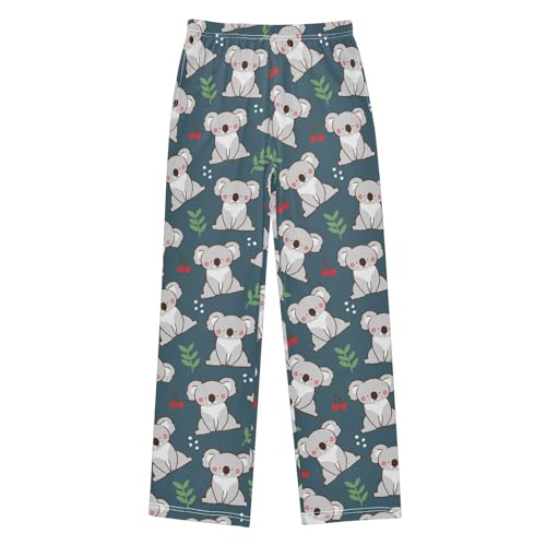 Koala Fruits Leaves Boys Long Pants Soft Trousers Elastic Waist Kids Lounge Bottoms with Pockets S-XL