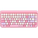 UBOTIE Portable Bluetooth Colorful Computer Keyboards, Wireless Mini Compact Retro Typewriter Flexib