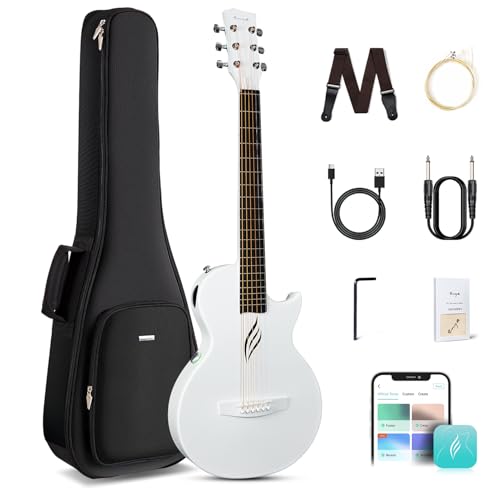 Enya NOVA GO SP1 Carbon Fiber Travel Guitar - 35 Acoustic Electric with Smart AcousticPlus Technology Built-in Effects USB Recording Bluetooth Speaker Beginner Bundle with Gig Bag & Accessories