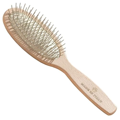 ELEVA PET - Spazzola per Cani in Legno - Denti in Acciaio - Toelettatura Professionale - Rimuove Nodi Senza Sforzo - per Pelo Lungo e Semilungo - Mantiene il Manto Pulito e Luminoso - Made in Italy