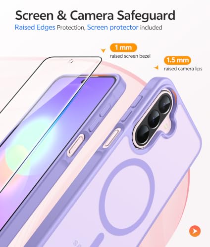 Image of FNTCASE for Galaxy A27 5G Phone Case: for Samsung A27 Cases [Fit for Magsafe] [Screen Protector] Military Grade Drop Protection, Translucent Matte Back, Slim Shockproof Protective Cover - Light Purple