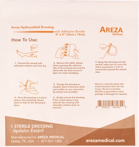 Areza Hydrocolloid Dressing with Border Sterile 4\" x 4\" 5/Box - Thumbnail 3