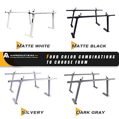 AA-Racks Model APX25 Extendable Aluminum Pick-Up Truck Ladder Rack (No Drilling Required) - Sandy Black