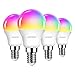 4 Unidades 5W Bombillas Inteligentes Golf LED E14 RGB Bluetooth WiFi, P45 Equivalente a 40W, 470 Lúmenes, Funciona con Alexa, Google Home y Smart Life, ANWIO.
