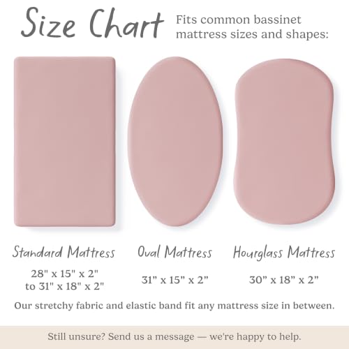Image of Baby Bassinet Sheets Girl (Juliette) 2-Pack - Fitted Bedside Bassinet Sheets - Buttery Soft Cotton Blend for Standard Bassinet Mattress Pad - Compatible with Halo Bassinest