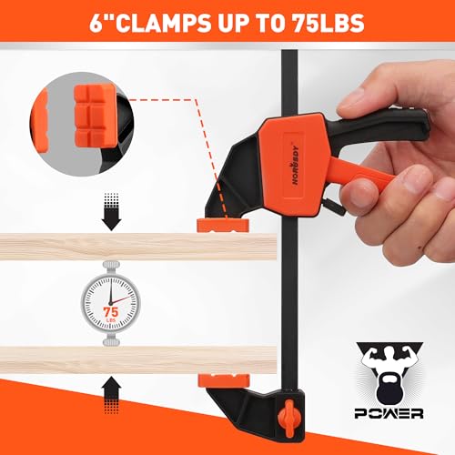 Image of HORUSDY 8-Pack Bar Clamp Set, Spring Clamp for Woodworking - 4 Pieces 6 inch Bar Clamps, 4 Pieces 4 inch Spring Clamps, 75 LBS Load Limit