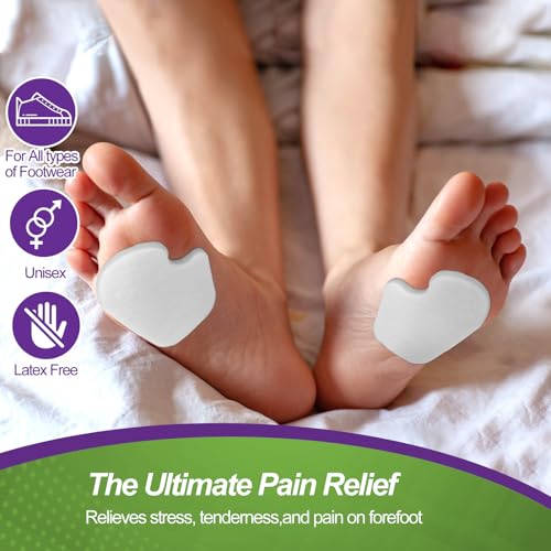 Image of Cutecrop 20 Pcs Sesamoiditis Pads, 1 /4 inch Thick Dancers Pads for Ball of Feet Pain Thick Adhesive Skived Felt Callus Sesamoiditis Relief Forefoot Cushion Pad Ball of Feet Pain(White,Right)