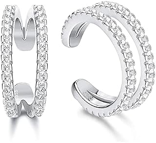 MILACOLATO 925 Sterling Silver Cuff Earrings For Women Gold Rosegold CZ Ear Cuff Earrings Cubic Zirconia Non Pierced Cartilage Ear Cuff Earrings