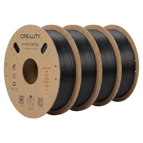 Image of Creality ABS Filament 1.75mm 1KG, High-Speed 3D Printer ABS Filament Up to 350mm /s, High Impact Resistance, Odorless Non-Toxic and Without Stringing or Clogging, Fit Most FDM 3D Printers, Black*4