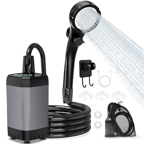 BraveKoi Portable Shower Camping Shower, 3000mAh Rechargeable Outdoor Shower with Smart LED Display...