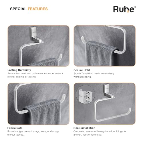 Image of Ruhe Erica Bathroom Towel Ring /Napkin Ring | Chrome-Plated Brass Hand Towel Holder, Modern Wall-Mount Design
