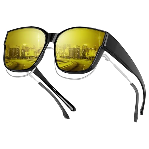 Image of KALIYADI Fit-Over-Glasses Polarized Sunglasses-for-Men Wrap-Around-Sunglasses: Mens Polarized Sunglasses UV400 Protection