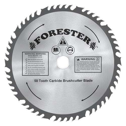 FORESTER Carbide Tip Brush Cutter Blade - 9in x 50 Teeth | Fits Most Straight Shaft Trimmers | Conversion Kit Sold Separately