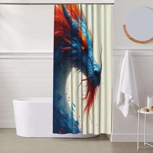 Rideau de douche dragon bleu 152x183 cm opaque avec crochets - 7