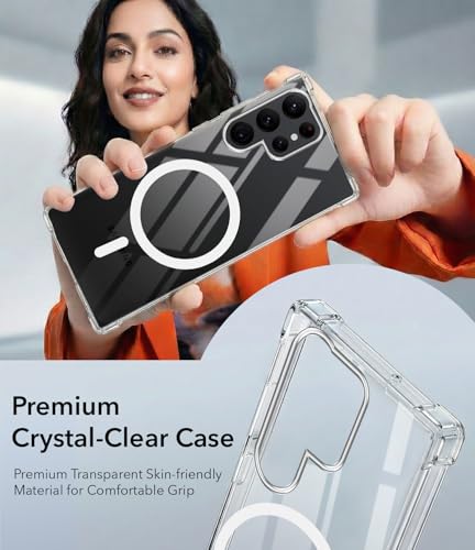 Image of Jkobi Shockproof Crystal-Clear Back Cover for Samsung Galaxy S22 Ultra 5G (Magsafe Wireless Support | Drop & Camera Protection | Hard Polycarbonate)