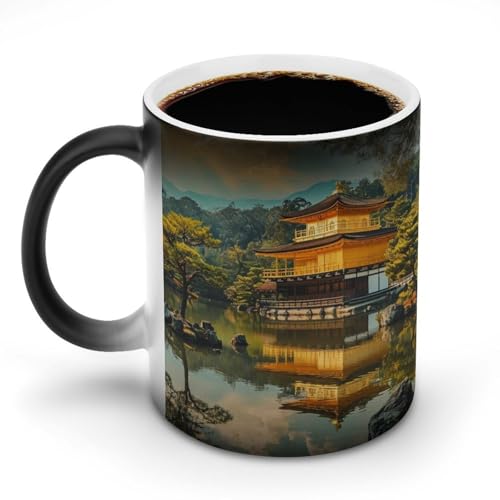 金閣寺周辺の緑と山の景色マグカップ 変色カップ 雄大な日本建築 美しい日本の風景写真 コーヒーカップ 高級 おしゃれ 人気 誕生日プレゼント ギフト 贈り物 彼女 妻 友人 家族 愛する人への素敵なプレゼント バレンタインデー 結婚記念日 プレゼント 35