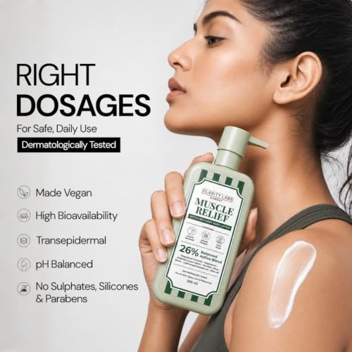 Image of Muscle Relief Magnesium Body Lotion | Sleep & Muscle | 26% Balanced Active Blend | Sleep Support & Relaxation | Post Workout & Recovery | 10% Magnesium Chloride, Magnesium Sulfate (Epsom), Shea Butter, Olive Oil & Vitamin E | 200ml | Clarity Labs