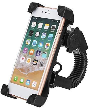kimloo Bike Mirror Mobile Stand with USB 3.0 Charging Point, Anti-Slip Bike/Scooty Mobile Rearview Mirror Mount with Fast USB Charger 360 Degree Rotating Cell Phone Holder for All Bikes & Scooter