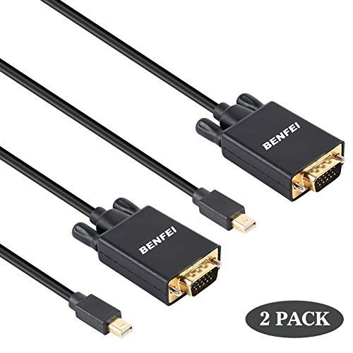 Mini DisplayPort to VGA 2 Pack Cable, Benfei Mini DisplayPort to VGA 6
