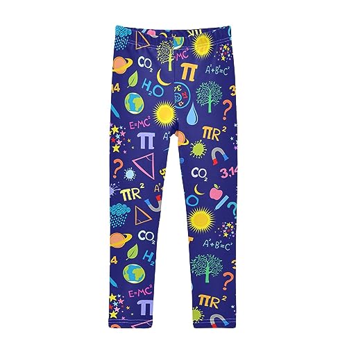 Wusikd Science Girls' Leggings Toddler Doodles Blue Colors Kids Yoga Pants Dance Active Tights 7-8T