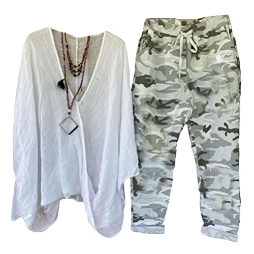 Ensemble 2 pièces femme d'été à imprimé floral avec t-shirt et pantalon large