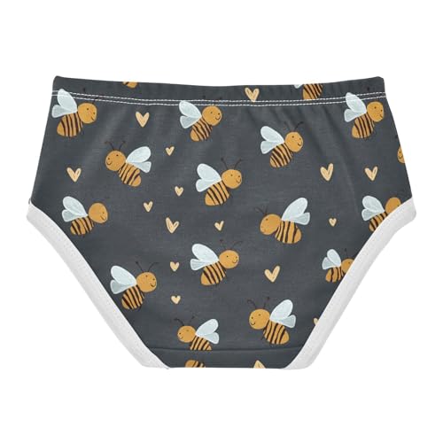 Wusikd Cute Bees Girls' Underwear Cotton Hearts Girls Briefs Soft Toddler Underwear 2T2