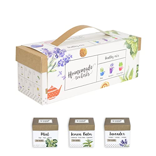 Interflowers Küchenkräuter set - Bio Kräuter Samen & Tee Samen in Geschenkverpackung Anzuchtset Mini Blumenkasten Anzuchtkasten Bio gemüse samen Saatgut für Hochbeet DIY (Tee Healthy Mix) - Image 5
