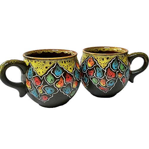 Handmade coffee mug Set with 2 mugsColorful stones 66 fl oz