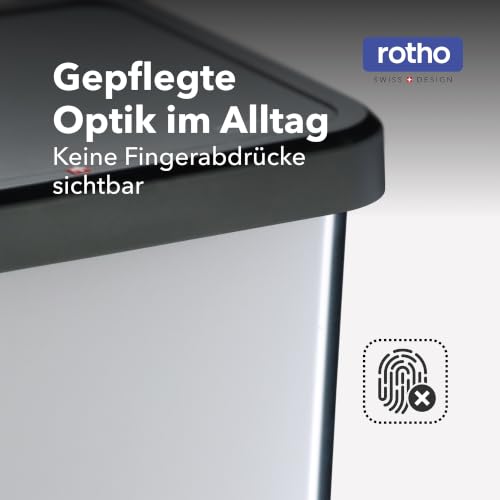 Rotho Paso Mülleimer Küche 40 L Tretmülleimer mit Deckel Weiß metallic – Ansicht 6