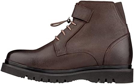 CALTO Men's Invisible Height Increasing Elevator Shoes - Dark Brown Leather Lace-up Work-Style Casual Boots Review | Image 1