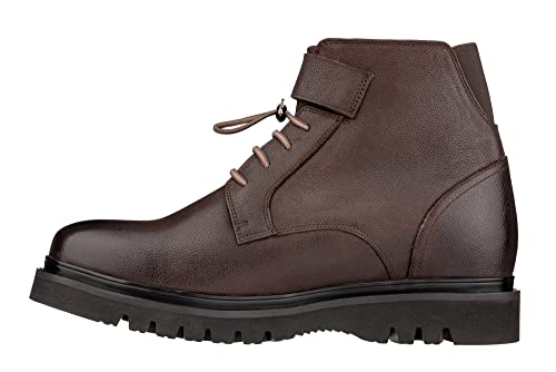 Image of CALTO Men's Invisible Height Increasing Elevator Shoes - Dark Brown Leather Lace-up Work-Style Casual Boots - 3.2 Inches Taller - K83115 - Size 6.5 D(M) US