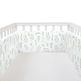 4 in 1 Crib Liner Anti-Collision Pads,4 Side Cover,Soft Cover for Full-Size Cribs,Cover 4 Sides,2 Long Pieces,2 Short Pieces (Leaf)
