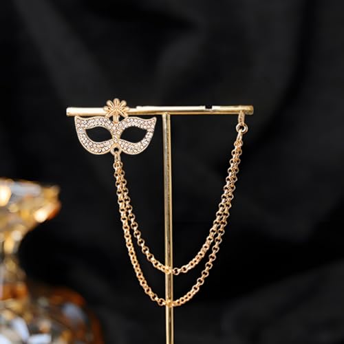 Image of 2PCS Crystal Hanging Chain Brooch Suit Pin for Men Women Vintage Crown Cross Star Diamond Broochs Gold and Silver Wedding Brooch for Clothes Dress Hats Bags Accessory