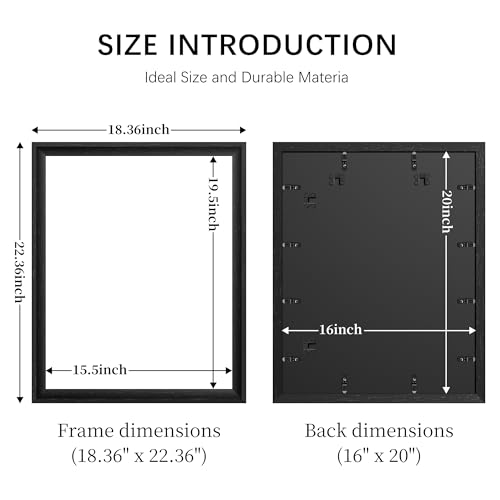 Image of 16x20 Frames Black Set of 3, Rustic 16 x 20 Poster Frame for Home Decor, gallery, Artwork, Horizontal or Vertical Wall Mount