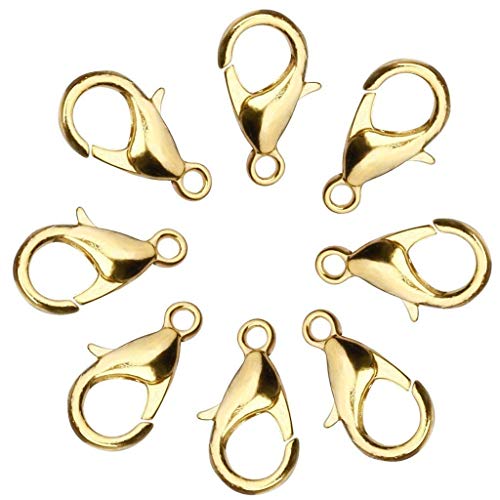 Image of Jewellery Making Lobster Clasps Claw Hooks for Necklace and Bracelet Golden /Findings Fasteners -Pack of 50 Pieces by Gulab's Tools, Brass, Metal