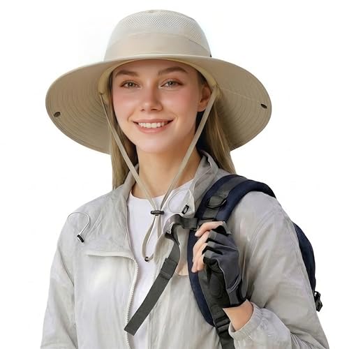 Image of Wide Brim Sun Hat for Men Women UV Protection Ventilated Summer Hats for Fishing Hiking Garden Beach