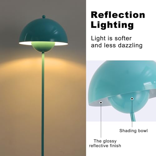 Image of Mid-Century Modern Metal Bud Floor Lamp for Home and Office, Turquoise