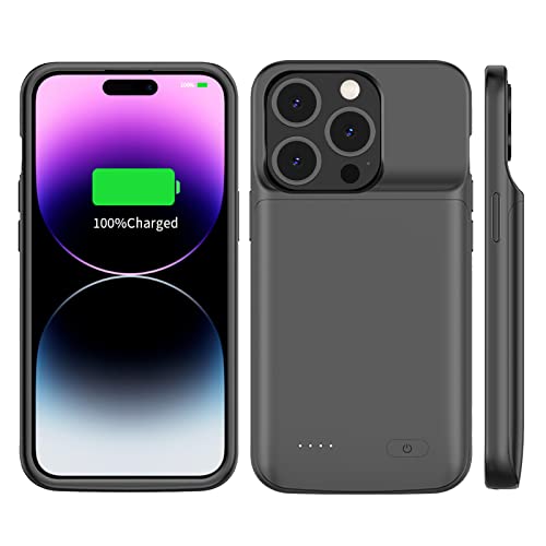 Batterifodral för iPhone 14 Pro Max, YISHDA 8 500 mAh ultratunt bärbart laddningsfodral uppladdningsbart batteripaket laddningsfodral kompatibelt med iPhone 14 Pro Max (6,7 tum)-svart